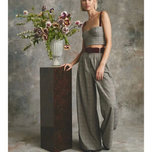 Cara Cara Soho Pants in Hannon Plaid Turtledove Tweed 16 NEW